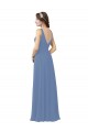 Windsor Blue Soft Chiffon V-Neck Long Sleeveless Bridal Party Dress Norwich