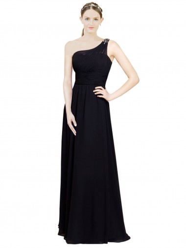 Chiffon One Shoulder Long Sleeveless Bridesmaid Dresses Norwich