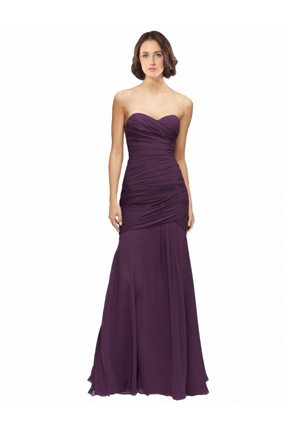 Grape Soft Chiffon Sweetheart Long Sleeveless Bridesmaid Dress Norwich