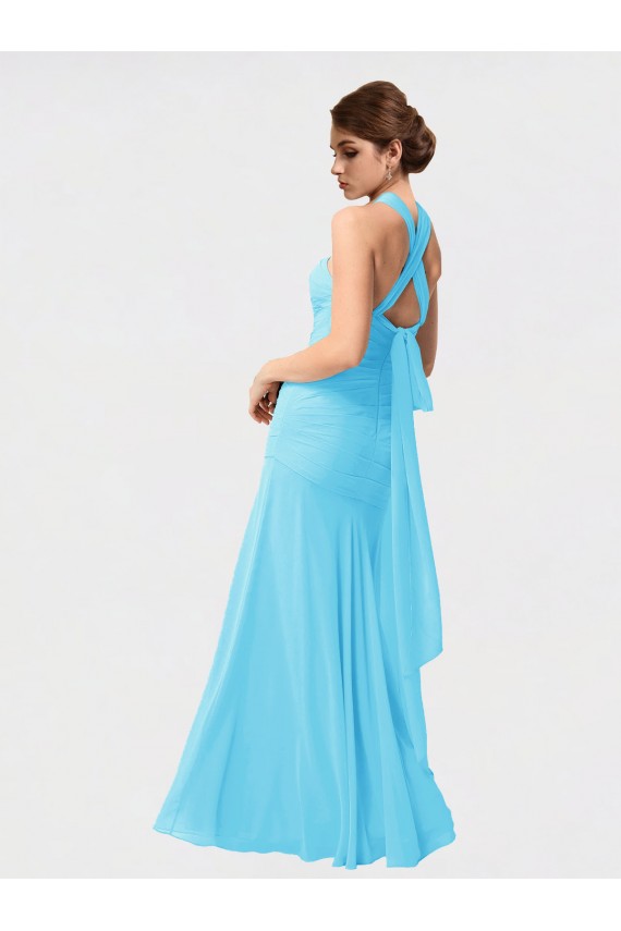 Black Chiffon Halter Neck Long Sleeveless Bridesmaid Dress / Evening Dress Norwich