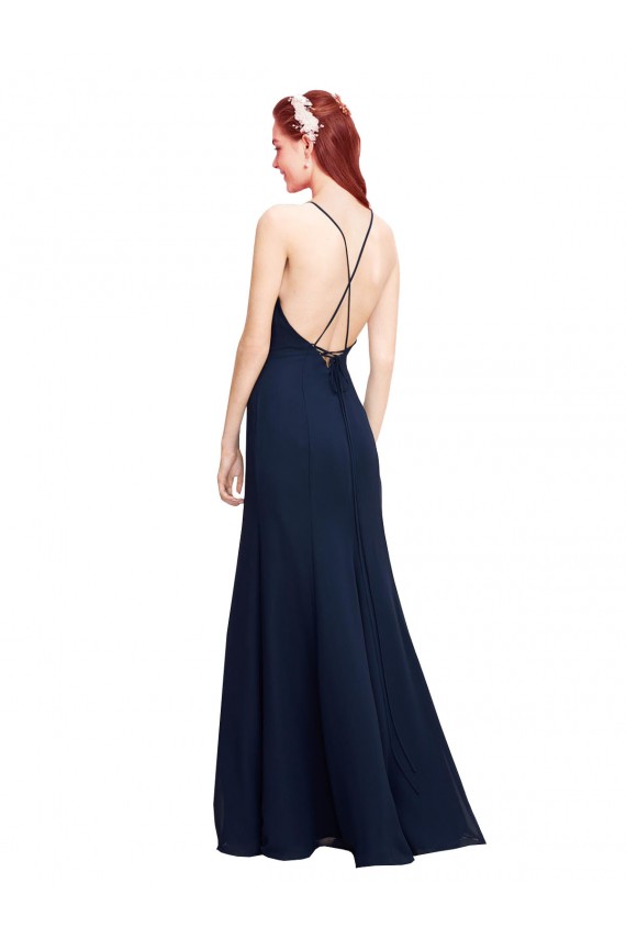 Soft Chiffon Halter Neck Long Sleeveless Prom Dress / Bridesmaid Dress Norwich