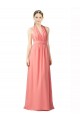 Watermelon Soft Chiffon Halter Neck Long Sleeveless Bridesmaid Dress Norwich