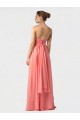 Watermelon Soft Chiffon Halter Neck Long Sleeveless Bridesmaid Dress Norwich