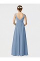 Dusty Blue Soft Chiffon Spaghetti Straps Long Sleeveless Bridesmaid Gown Norwich