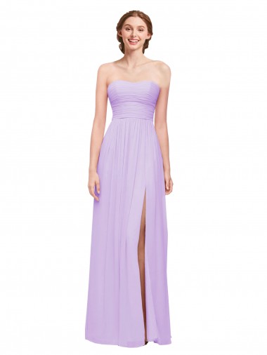 Lilac Soft Chiffon Sweetheart Long Sleeveless Evening Dress / Bridesmaid Dress Norwich