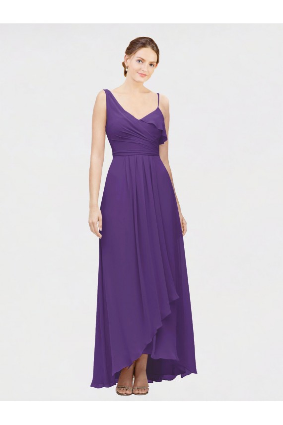 Soft Chiffon One Shoulder Long Sleeveless High Low Bridesmaid Dress Norwich