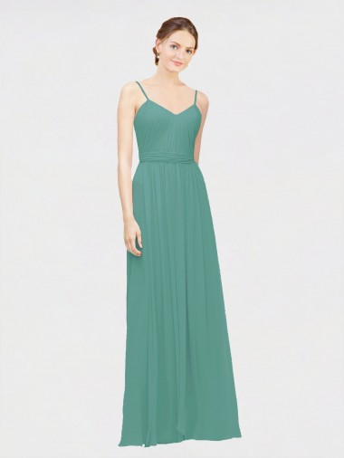 Icelandic Silver Chiffon Spaghetti Straps Long Sleeveless Bridesmaid Dress / Evening Dress Norwich