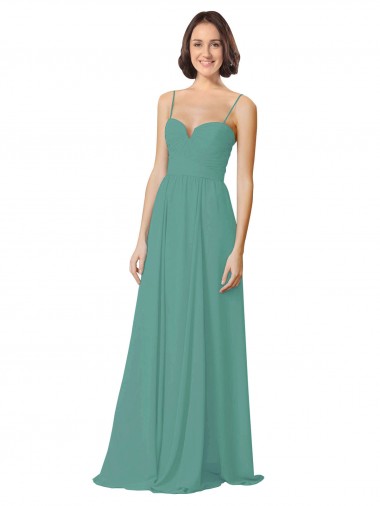 Icelandic Silver Soft Chiffon Spaghetti Straps Long Sleeveless Bridesmaid Dress Norwich