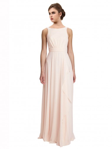V-Back Chiffon Bateau Neck Long Sleeveless Bridesmaid Dress / Evening Dress Norwich