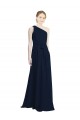 Dark Navy Chiffon One Shoulder Long Sleeveless Bridesmaid Dress / Evening Dress Norwich