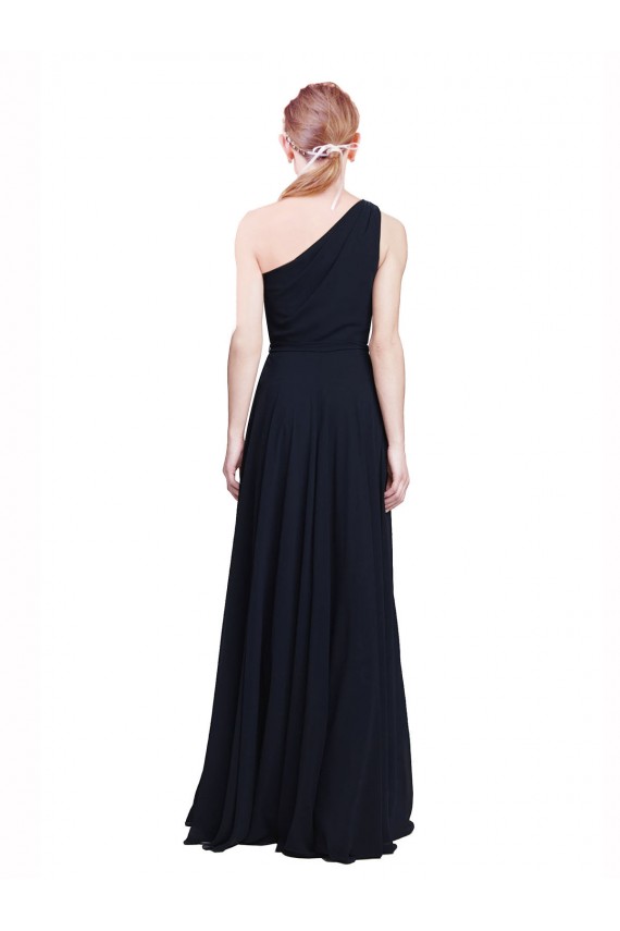 Dark Navy Chiffon One Shoulder Long Sleeveless Bridesmaid Dress / Evening Dress Norwich