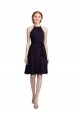 Grape Soft Chiffon Halter Neck Knee Length Sleeveless Bridesmaid Dress Norwich