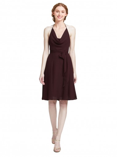 Soft Chiffon Spaghetti Straps Knee Length Sleeveless Bridesmaid Dress Norwich