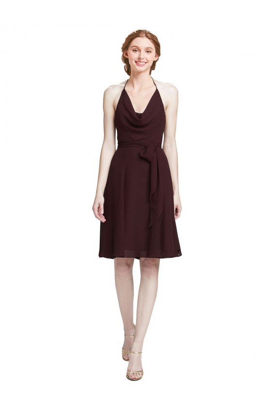 Soft Chiffon Spaghetti Straps Knee Length Sleeveless Bridesmaid Dress Norwich