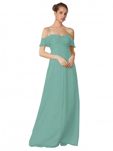 Seaside Soft Chiffon Off the Shoulder Long Flutter Sleeves Bridesmaid Dress Norwich
