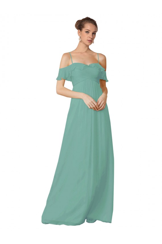 Seaside Soft Chiffon Off the Shoulder Long Flutter Sleeves Bridesmaid Dress Norwich