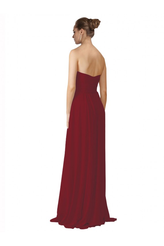 Burgundy Soft Chiffon Sweetheart Long Sleeveless Bridesmaid Dresses Norwich