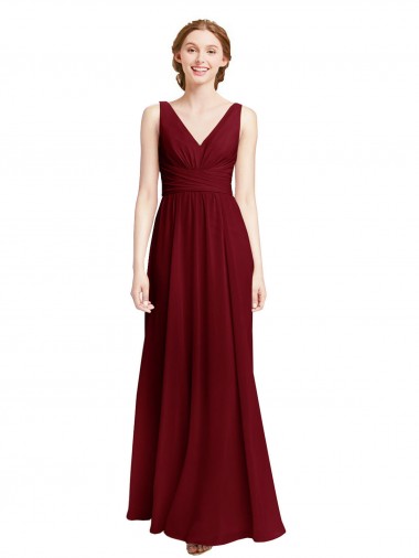 Chiffon V-Neck Long Sleeveless Bridesmaid Dress / Evening Gowns Norwich