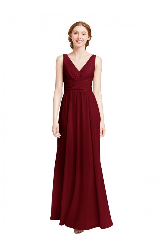 Chiffon V-Neck Long Sleeveless Bridesmaid Dress / Evening Gowns Norwich