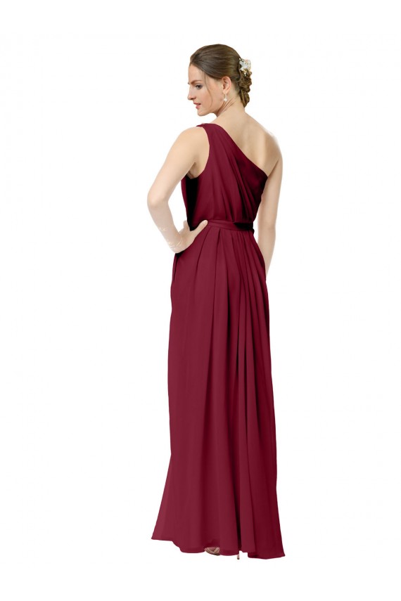 Burgundy Chiffon One Shoulder Long Sleeveless Bridal Party Dress / Evening Dress Norwich