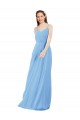 Low Back Periwinkle Soft Chiffon V-Neck Long Sleeveless Bridesmaid Dress Norwich