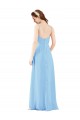 Low Back Periwinkle Soft Chiffon V-Neck Long Sleeveless Bridesmaid Dress Norwich