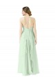Sage Soft Chiffon Halter Neck Long Sleeveless Bridesmaid Dress Norwich
