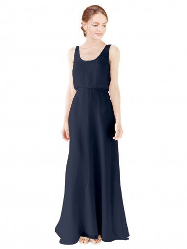 Open Back Soft Chiffon Scoop Neck Long Sleeveless Bridesmaid Dress Norwich