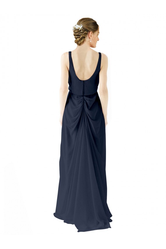 Open Back Soft Chiffon Scoop Neck Long Sleeveless Bridesmaid Dress Norwich