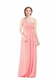 Salmon Soft Chiffon One Shoulder Long Sleeveless Bridal Party Dress Norwich