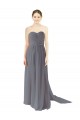 Open Back Slate Grey Chiffon Sweetheart Long Sleeveless Bridesmaid Dress / Evening Dress Norwich