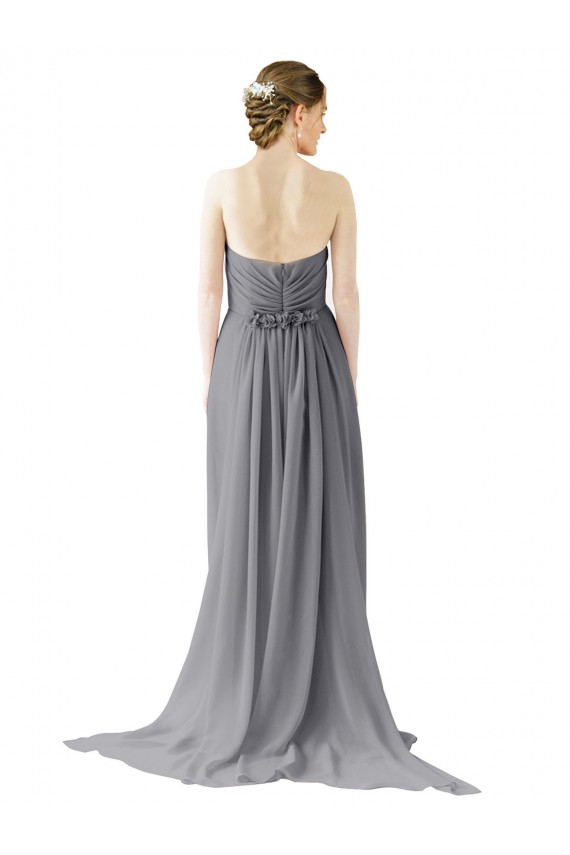 Open Back Slate Grey Chiffon Sweetheart Long Sleeveless Bridesmaid Dress / Evening Dress Norwich