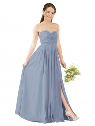 Open Back Soft Chiffon Sweetheart Long Sleeveless Evening Gowns / Bridesmaid Dress Norwich