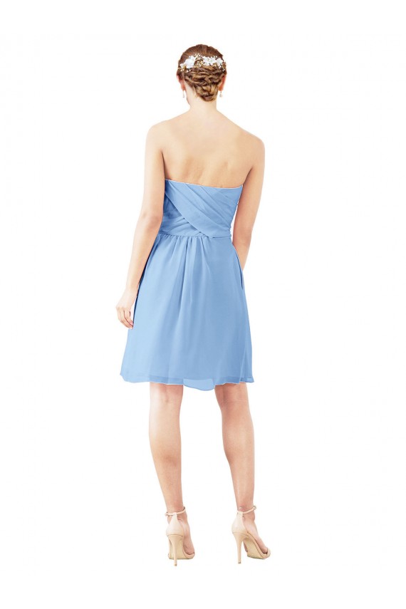 Open Back Periwinkle Soft Chiffon Sweetheart Knee Length Sleeveless Bridesmaid Dress Norwich