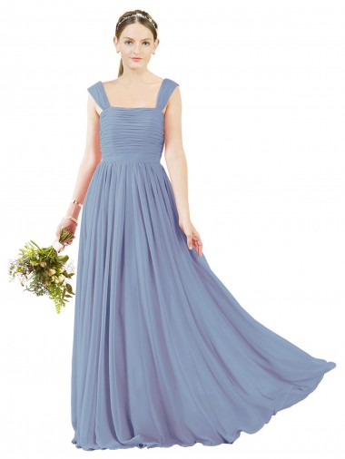 Open Back Soft Chiffon Square Neck Long Sleeveless Bridesmaid Dress Norwich