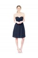 Open Back Dark Navy Soft Chiffon Sweetheart Knee Length Sleeveless Bridesmaid Dress Norwich