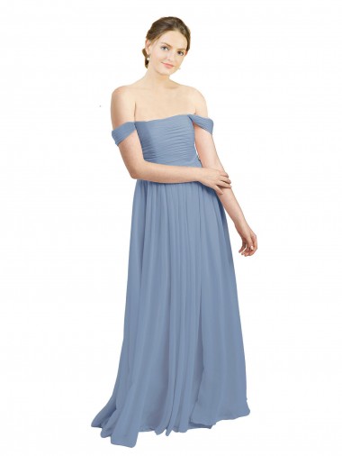 Open Back Soft Chiffon Off the Shoulder Long Sleeveless Formal Dress / Bridesmaid Dress Norwich