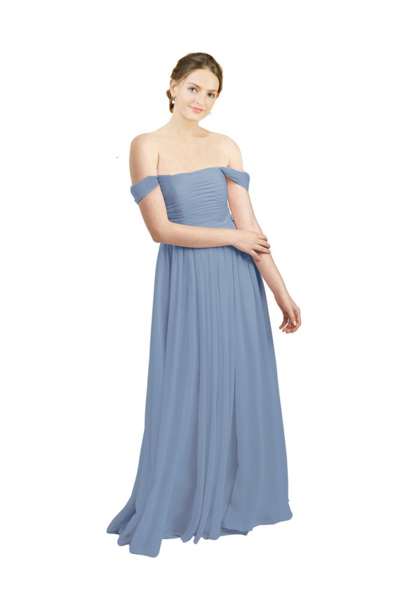 Open Back Soft Chiffon Off the Shoulder Long Sleeveless Formal Dress / Bridesmaid Dress Norwich