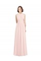 Keyhole Back Pink Soft Chiffon Halter Neck Long Sleeveless Bridesmaid Dress Norwich
