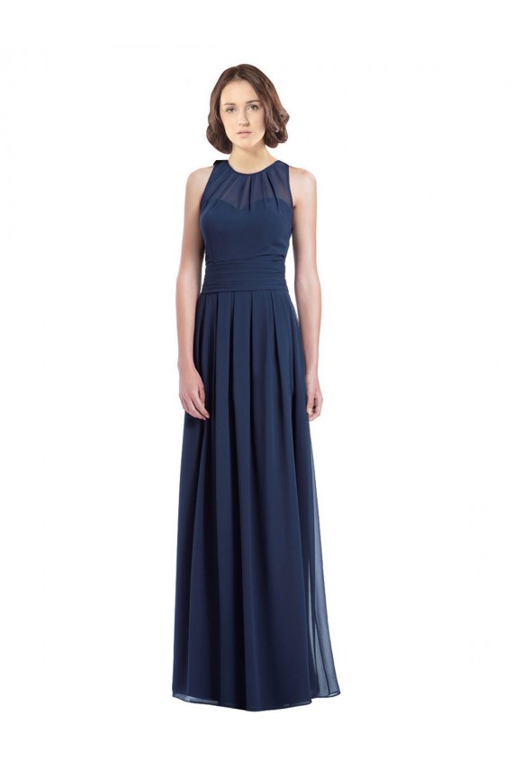 Keyhole Back Chiffon Halter Neck Long Floor Length Sleeveless Bridesmaid Dress Norwich