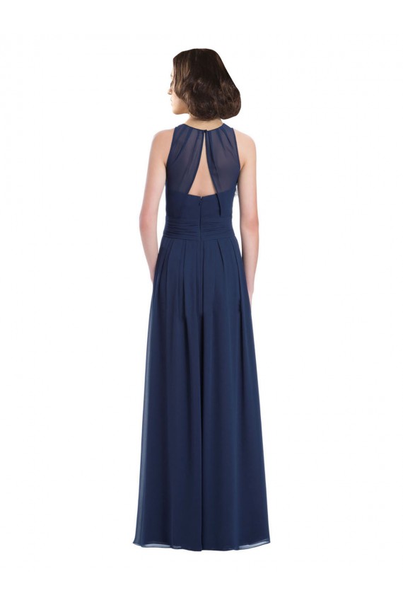 Keyhole Back Chiffon Halter Neck Long Floor Length Sleeveless Bridesmaid Dress Norwich