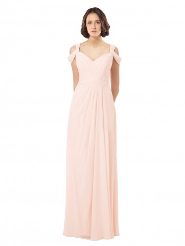 Keyhole Back Chiffon Off the Shoulder Long Sleeveless Bridesmaid Dress / Evening Dress Norwich