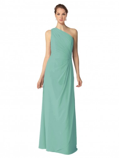Jade Soft Chiffon One Shoulder Long Sleeveless Bridesmaid Dress Norwich