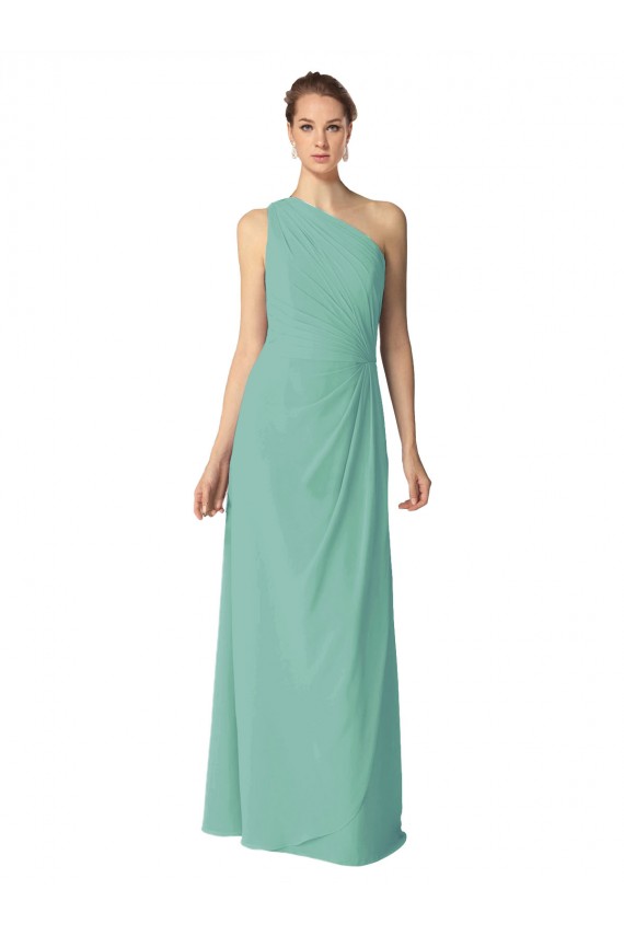 Jade Soft Chiffon One Shoulder Long Sleeveless Bridesmaid Dress Norwich