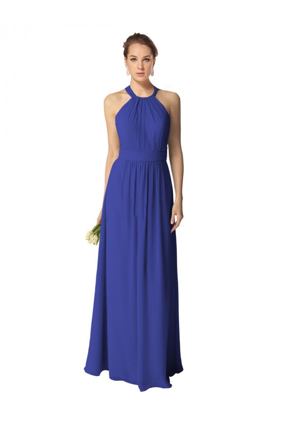 Soft Chiffon Halter Neck Long Sleeveless Evening Dress / Bridesmaid Dress Norwich