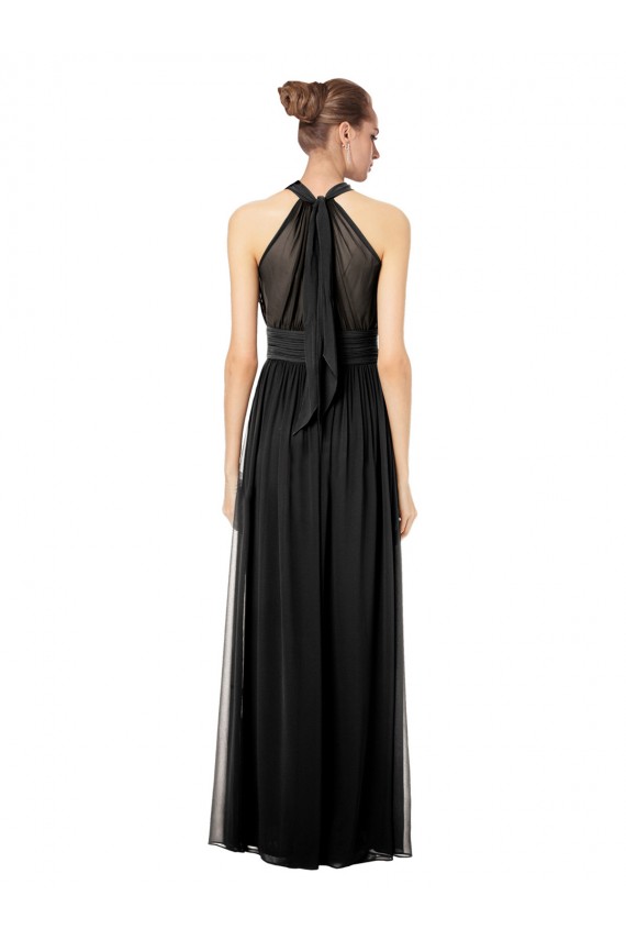 Keyhole Back Hunter Soft Chiffon Halter Neck Long Sleeveless Bridesmaid Dress Norwich
