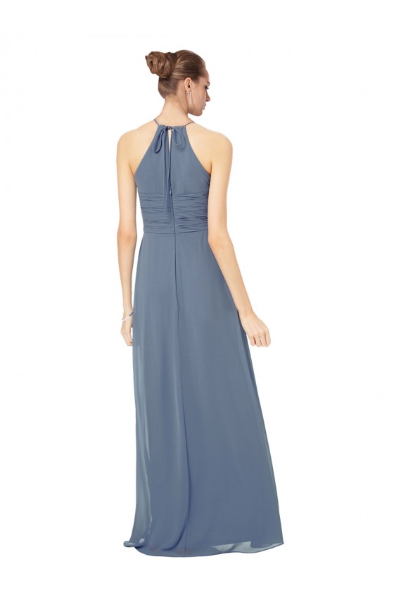 Midnight Green Soft Chiffon Spaghetti Straps Long Sleeveless Bridesmaid Dress Norwich