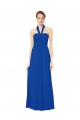 Low Back Royal Blue Chiffon Halter Neck Long Floor Length Sleeveless Bridesmaid Dress Norwich