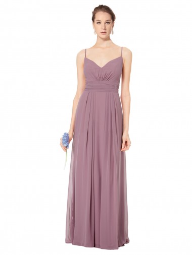 Open Back Soft Chiffon Spaghetti Straps Long Sleeveless Bridesmaid Gowns Norwich