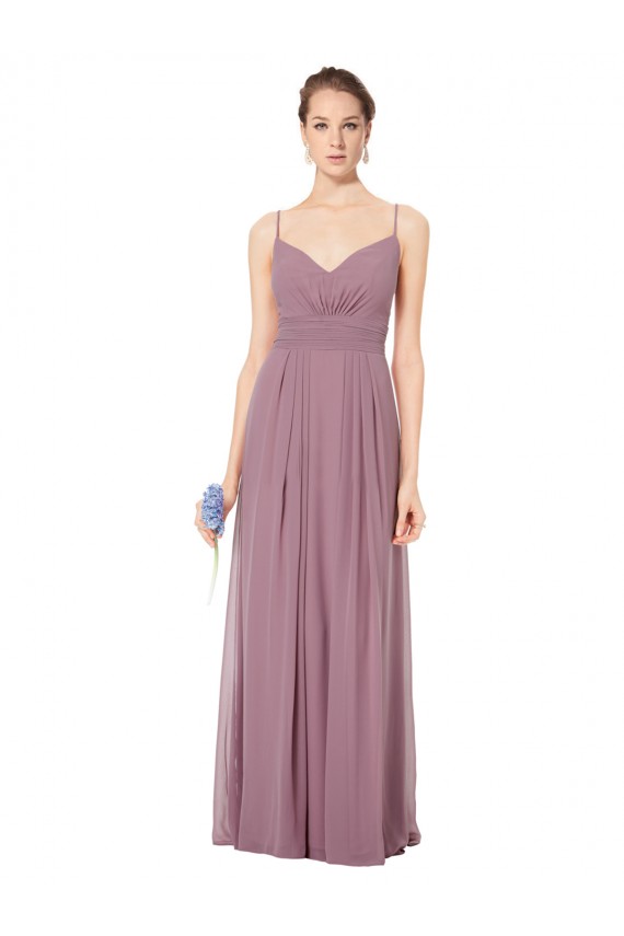 Open Back Soft Chiffon Spaghetti Straps Long Sleeveless Bridesmaid Gowns Norwich